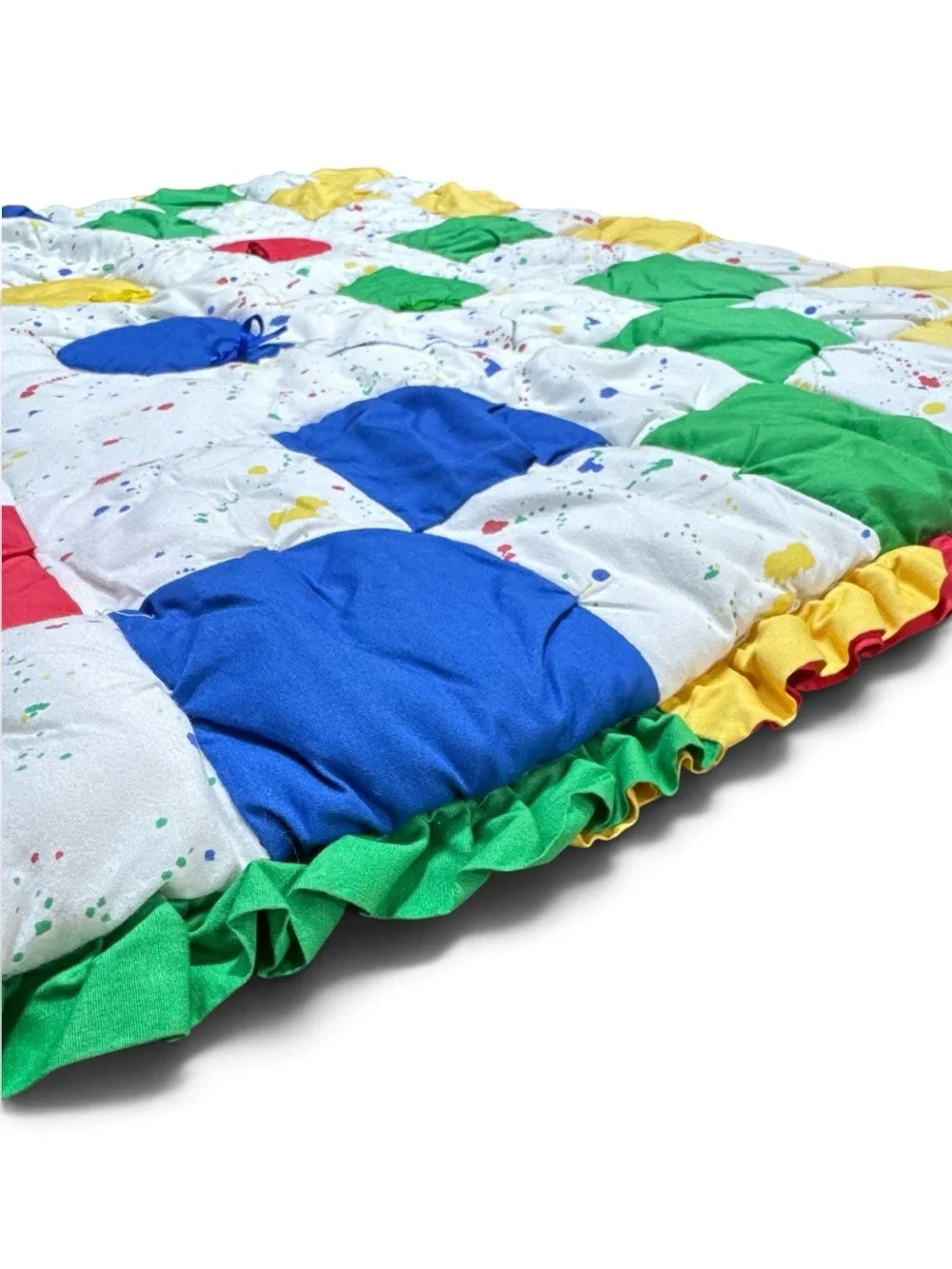 Vintage Carnival Circus Baby Crib Blanket Balloon Primary Color Ruffle Quilt